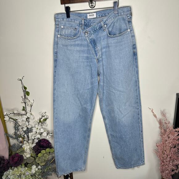 AGOLDE The Criss Cross Upsized Jeans Suburbia Light Wash Sz 33 {3V33} - Picture 3 of 6